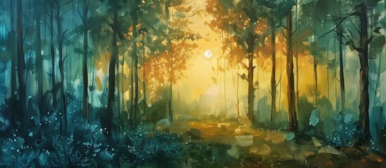Obraz na płótnie Canvas Beautiful forest view at sunrise