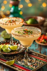 Two Margaritas on Tray With Limes