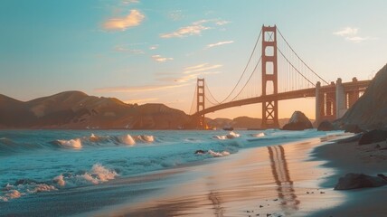 Sunset over San Francisco's Golden Gate Bridge