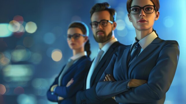 3D Render Style Business people and background