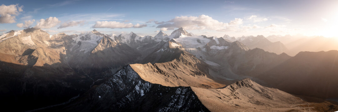 Dent Blanche Mountain Moiry Glacier sunset Pennine Alps Swiss Alps