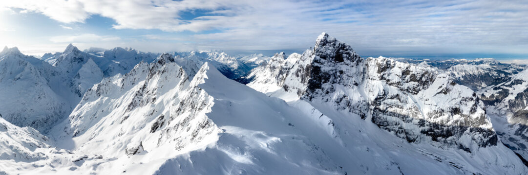 Titlis mountain Engelberg Uri Alps Switzerland aerial