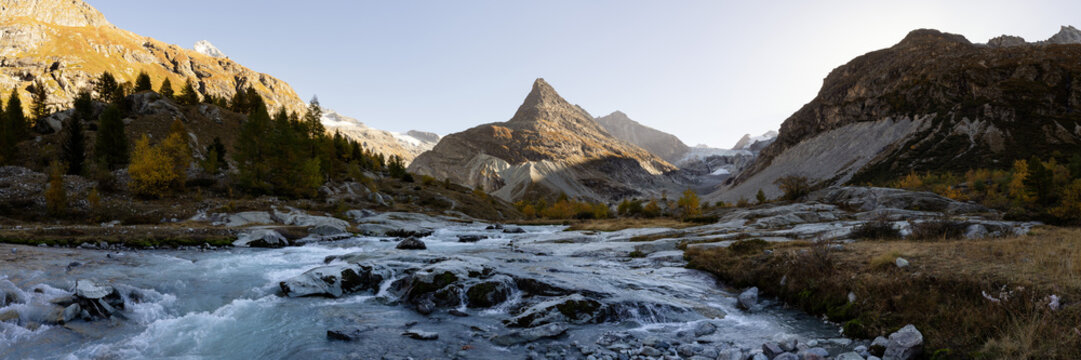 Ferpecle Glacier River Val d'He&Igrave;rens valley Pennine Alps Switze