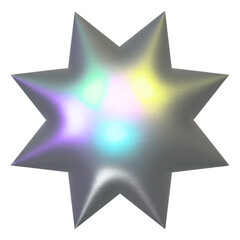 3d metal holographic y2k element - star with glossy chrome effect. Trendy y2k vector illustration