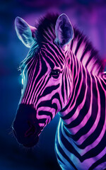 A Zebra with neon effect