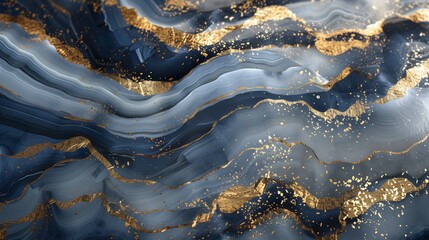 Fototapeta premium Abstract exclusive blue paint with a hint of gold wallpaper. Detailed stroke of paint.