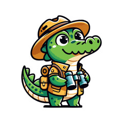 Fototapeta premium cute icon character adventure crocodile