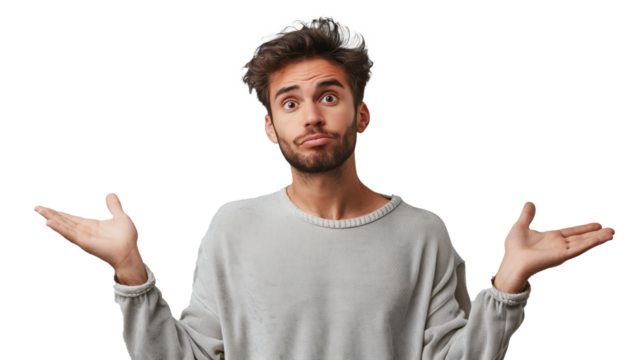 a man on a cut-out background holds his arms out to the sides, as if to say, you will do what you have to do, or there is nothing else to do