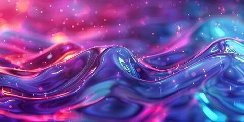 Vibrant Neon Waves Backdrop, Luminous Fluid Motion Background, Neon Flowing Waves Scene - Ai...