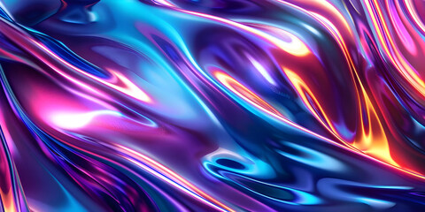 Vibrant Neon Waves Backdrop, Luminous Fluid Motion Background, Neon Flowing Waves Scene - Ai...