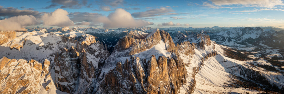 Cima Catinaccio mountain and Torri del Vajolet Passo Carezza