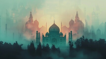 The Taj Mahal is a white marble mausoleum located in Agra, India - obrazy, fototapety, plakaty
