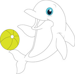 cute dolphin coloring page for kids