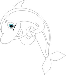cute dolphin coloring page for kids