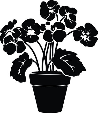 black potted geranium plant silhouette clip art preview