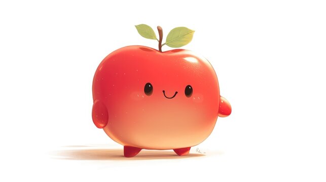 I m a super funky summer fruit character named Apple 2d depicted as a funny cute cartoon red apple I stand out isolated on a white background ready to add a touch of fun to your day