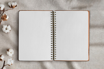 Pages png notebook mockup on floral background