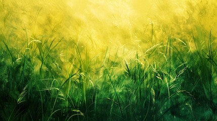 Closeup of abstract green yellow gold meadow grasses field texture background illustration
