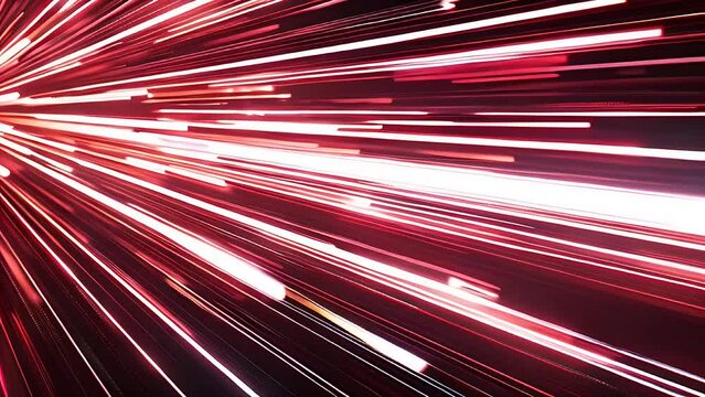 An abstract phenomenon featuring numerous red light streaks that create a dynamic visual as they appear to move swiftly through a dark space, suggesting motion and energy in a vibrant display