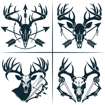 Deer Bow Hunting , Deer Skull Vector, Deer Head Vector , Bow Hunter T-Shirt Decal Gift ,  Silhouette Vector , Archery , Hunting Dad , Deer Hunting