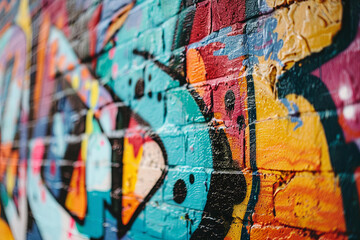 A vibrant street mural showcasing artistic creativity with a blend of text and graffiti