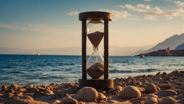 Hourglass at a beach of the Red Sea ,Eilat, Israel