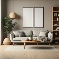 Stylish Wall Poster Mockup in Contemporary Interior Setting