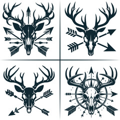Deer Bow Hunting , Deer Skull Vector, Deer Head Vector , Bow Hunter T-Shirt Decal Gift ,  Silhouette Vector , Archery , Hunting Dad , Deer Hunting