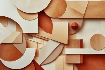 layered geometric paper shapes in earthy beige and brown tones abstract composition