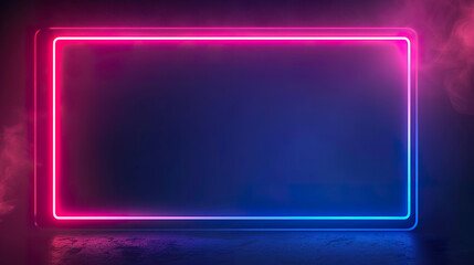 Fototapeta premium glowing neon rectangular frame on dark background