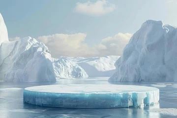 Foto op Canvas majestic ice podium in frozen arctic landscape winter product display concept 3d render © Lucija