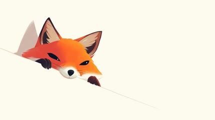 Naklejka premium Illustration of an Adorable Fox Peeking Out 2d Graphic