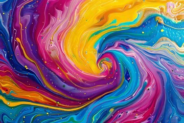 Colorful swirls of liquid paint on canvas background, psychedelic art style in the style of, swirling colors, vibrant color palette, colorful abstract painting, psychedelic swirls
