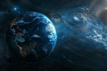 majestic view of planet earth from outer space digital concept illustration