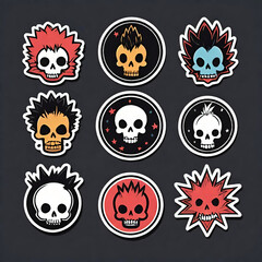 Punk rock style badges set