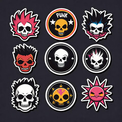 Punk rock style badges set
