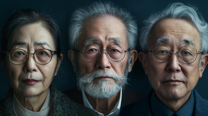 Three People Wearing Glasses: Group Photo, Indoor Setting, Casual Attire, Serious Faces, Stylish Eyewear - cinematic.
