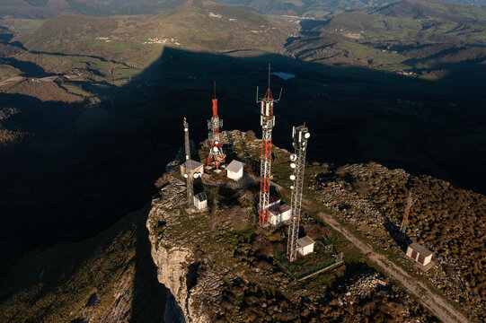 Telecommunication station on a mountaintop