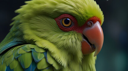 A Hyper-Realistic Encounter: The Rose-ringed Parakeet's Mesmerizing Gaze 