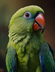 Beyond Nature: A Rose-ringed Parakeet in a Technicolored World (Ultra-Detailed Photo)