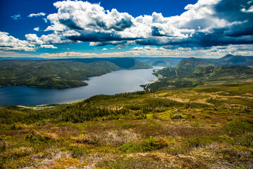landscape with lake and mountains in Gros Morne National Park