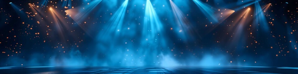 Stage podium with lighting, Scene with for Award Ceremony on blue Background. - Powered by Adobe