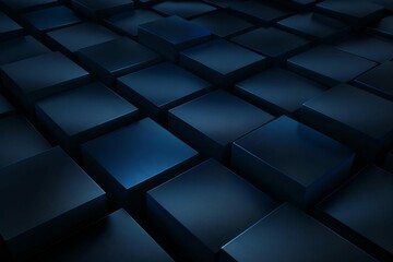 mysterious dark blue cubed background with geometric shadows and depth abstract background