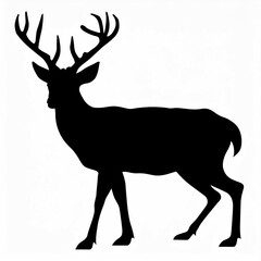 Deer buck silhouette isolated on a white backdrop, illustration. 