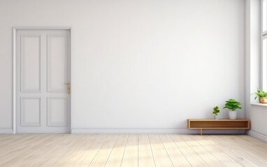 Minimalist Interior with Plant and Bench