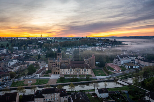 Aerial View of Paray-le-Monial, Sa&ocirc;ne-et-Loire, France