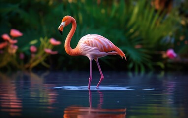 Elegant Flamingo in Serene Waters