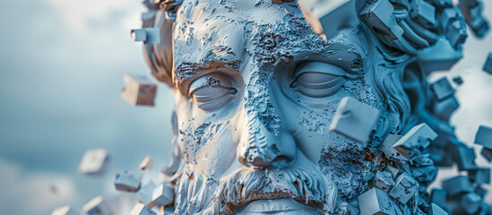 Crumbling Statue Face - Decline of Democratic and Social Values Concept Image