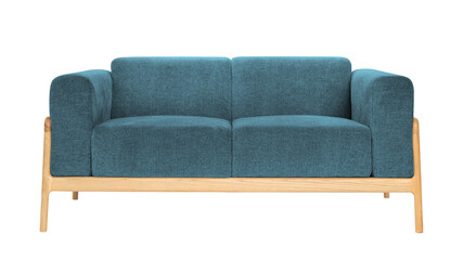 Teal modern sofa png mockup living room furniture