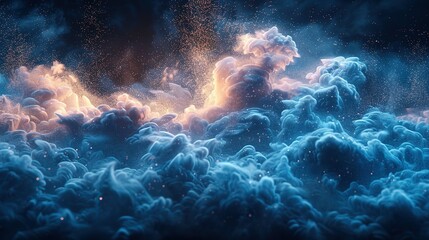 Fototapeta premium blue sky color powder explosion on black background